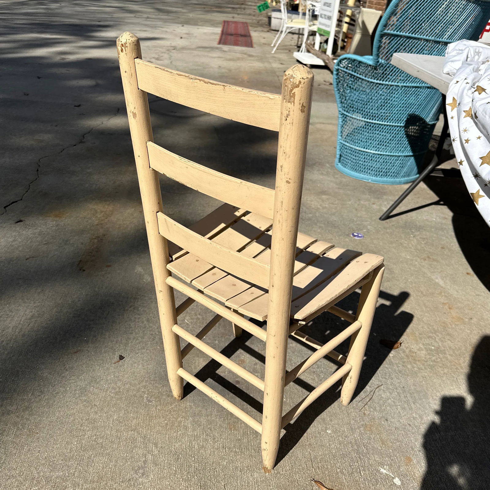 1970s Cream Wooden Slat Side Chair - 6