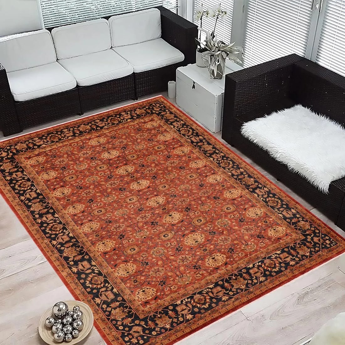 1990s Classic Ziegler Red Blue Hand-Knotted Wool Rug - 9'2'' X 12'2'' - 2