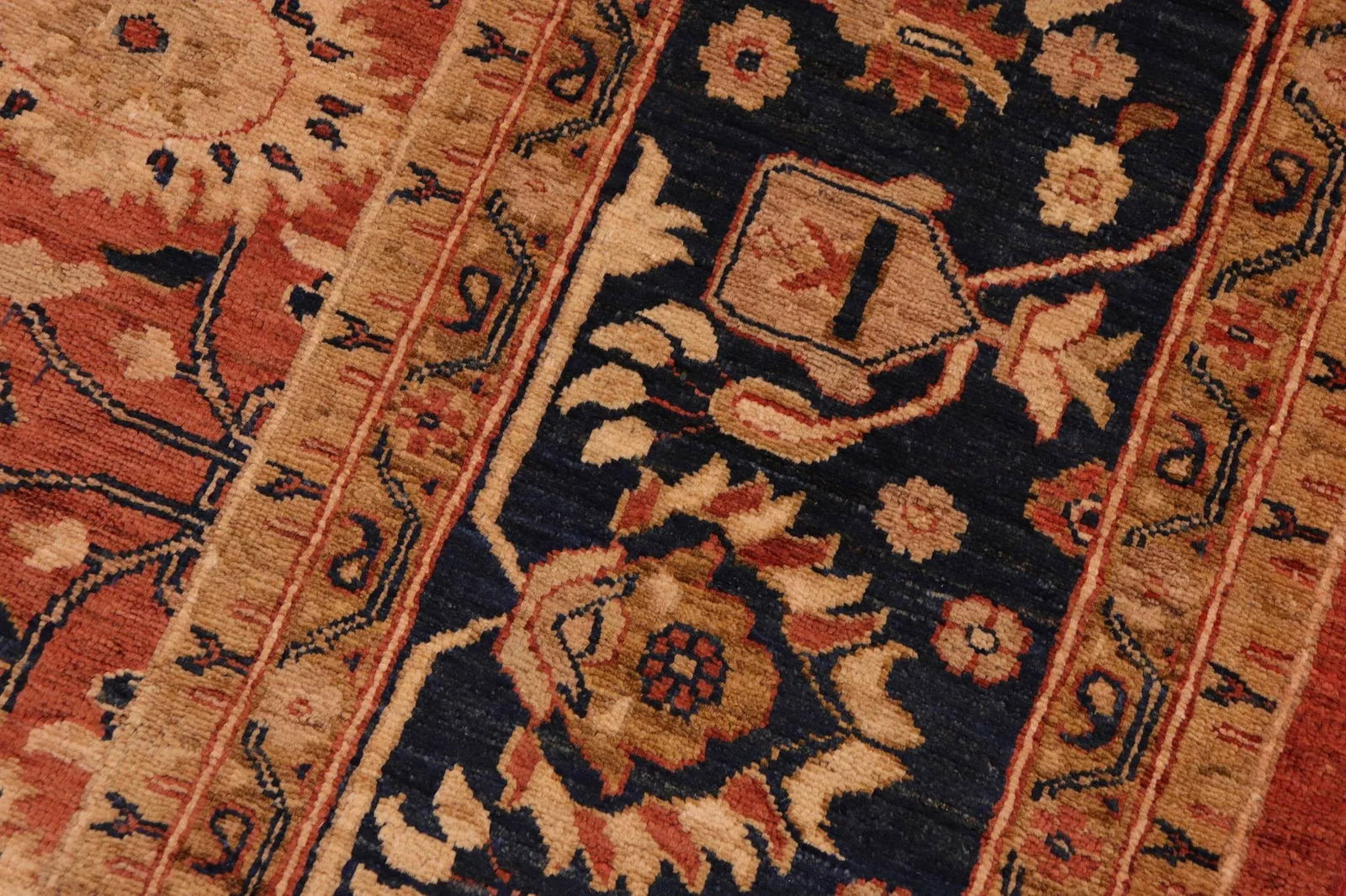 1990s Classic Ziegler Red Blue Hand-Knotted Wool Rug - 9'2'' X 12'2'' - 3