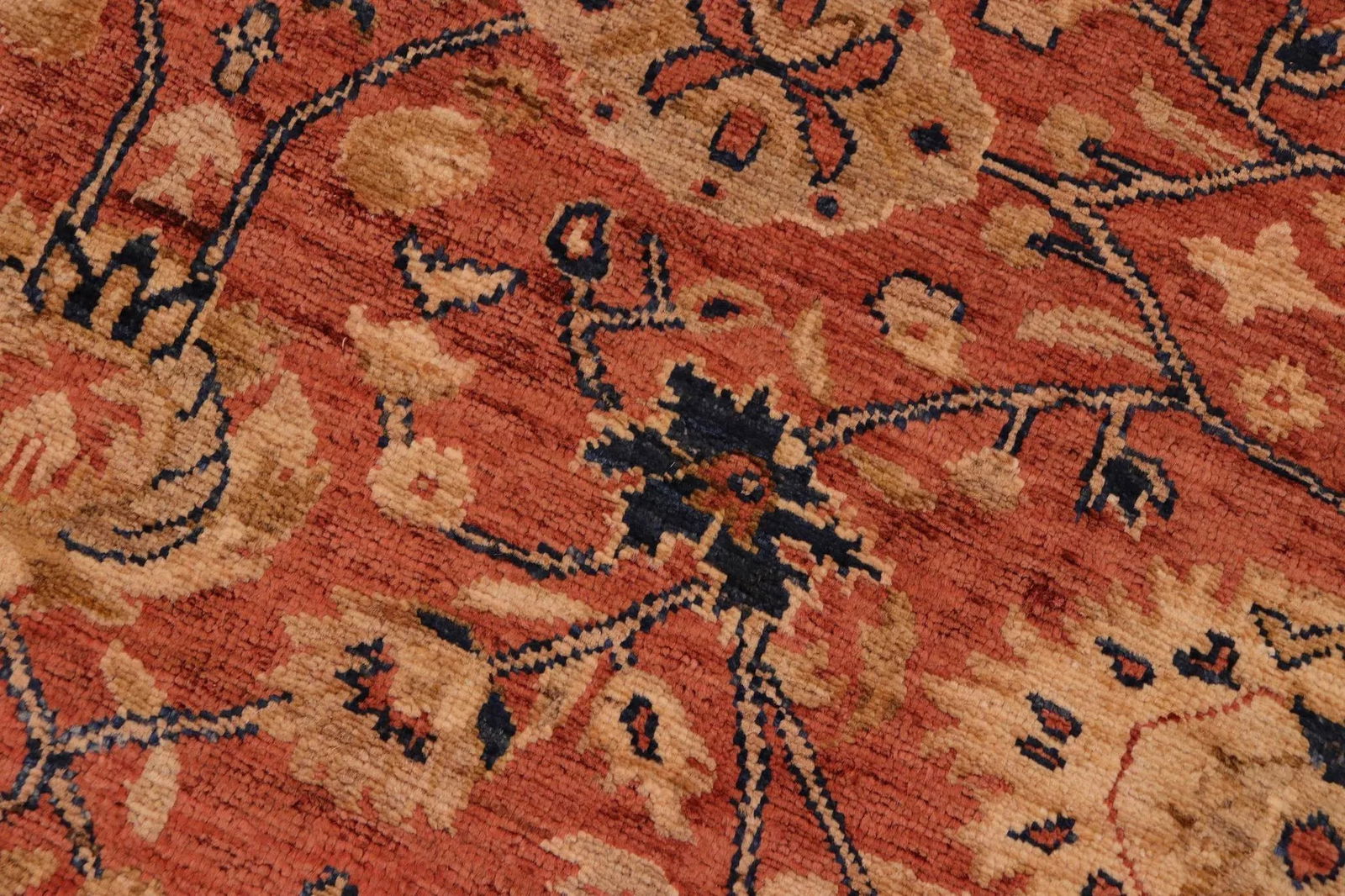 1990s Classic Ziegler Red Blue Hand-Knotted Wool Rug - 9'2'' X 12'2'' - 4