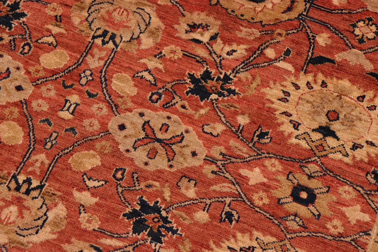 1990s Classic Ziegler Red Blue Hand-Knotted Wool Rug - 9'2'' X 12'2'' - 5