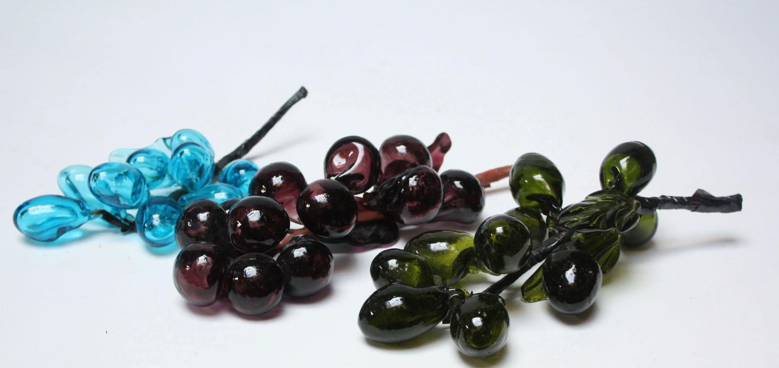 Set of Three Mid-Century Modern Blown Glass Grape Clusters - 13
