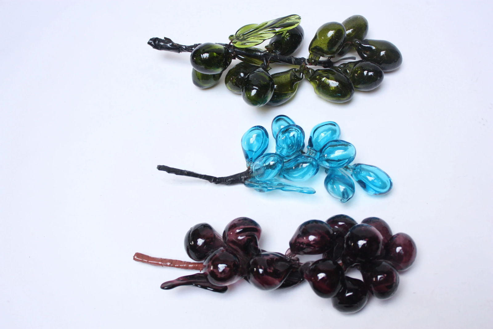 Set of Three Mid-Century Modern Blown Glass Grape Clusters - 4