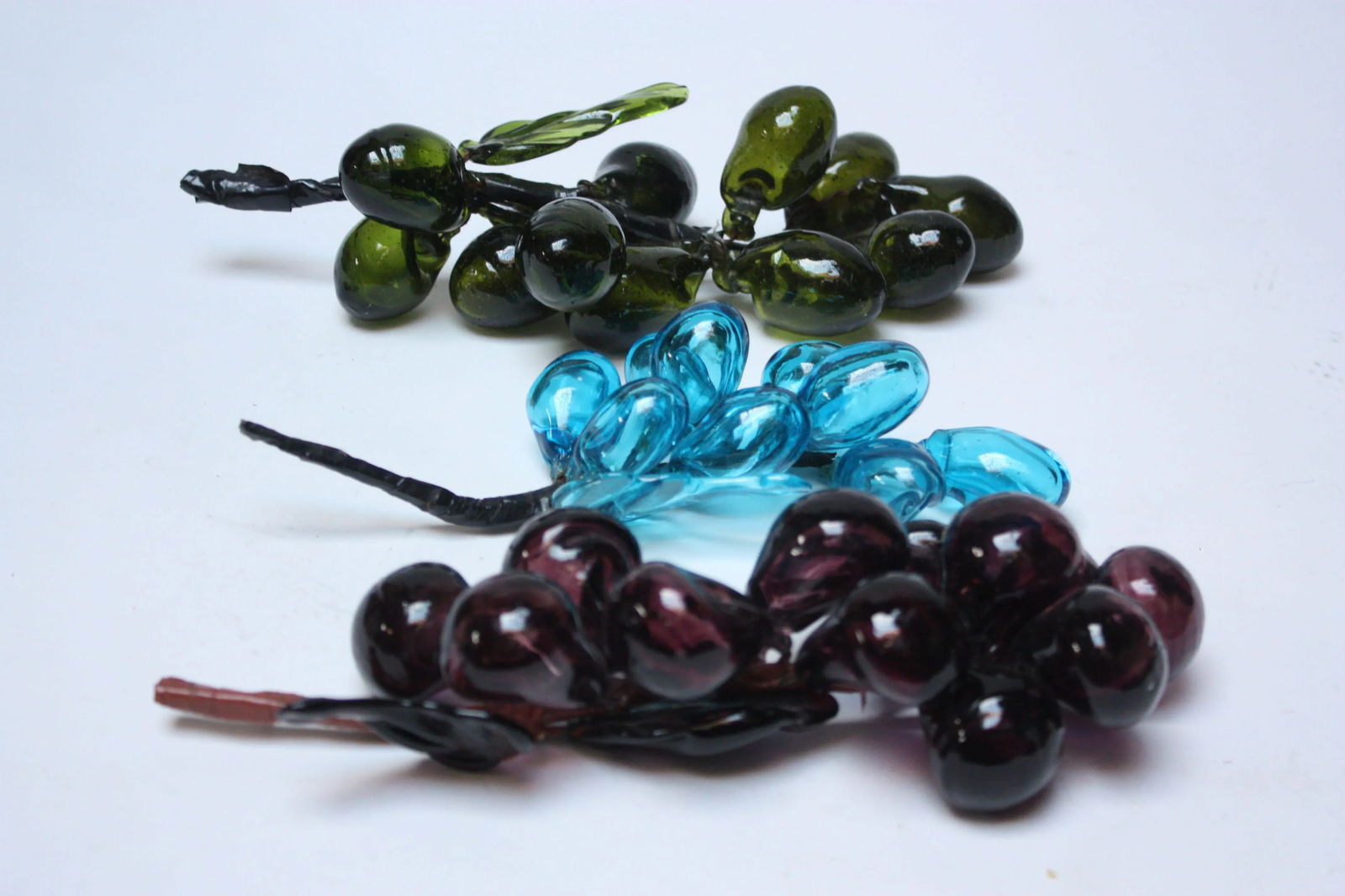 Set of Three Mid-Century Modern Blown Glass Grape Clusters - 5