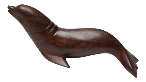 Vintage Ironwood Sea Lion Sculpture