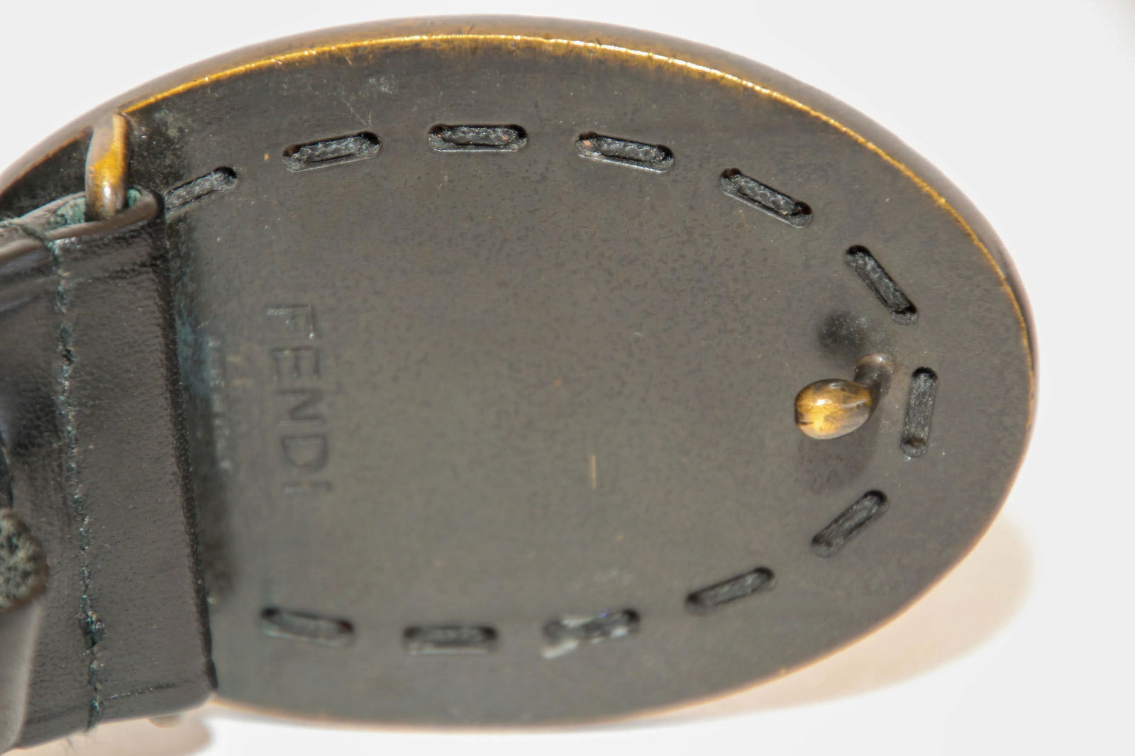 FENDI Black Leather Crocodile Cowboy Belt. - 4