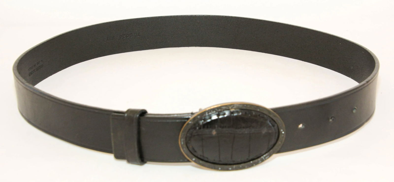FENDI Black Leather Crocodile Cowboy Belt. - 5