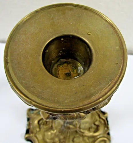 Pair of 1940s French Rococo Revival Style Brass Over Bronze Doré Candlesticks - 10