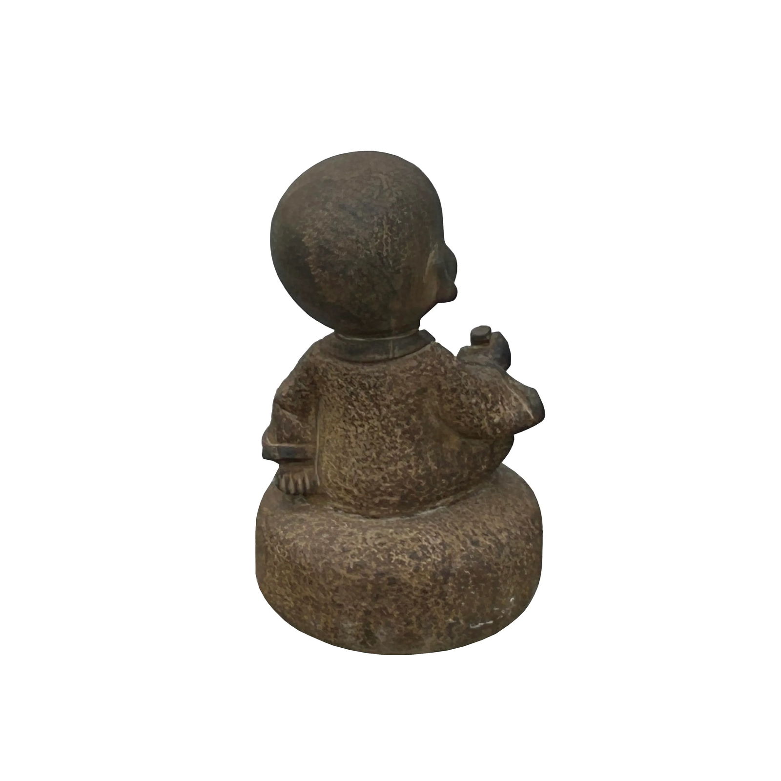 Oriental Gray Stone Little Lohon Monk Drawing Book Statue - 8
