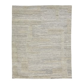 Contemporary Geometric Wool Rug Moroccan-Style in Natural Gray by Apadana