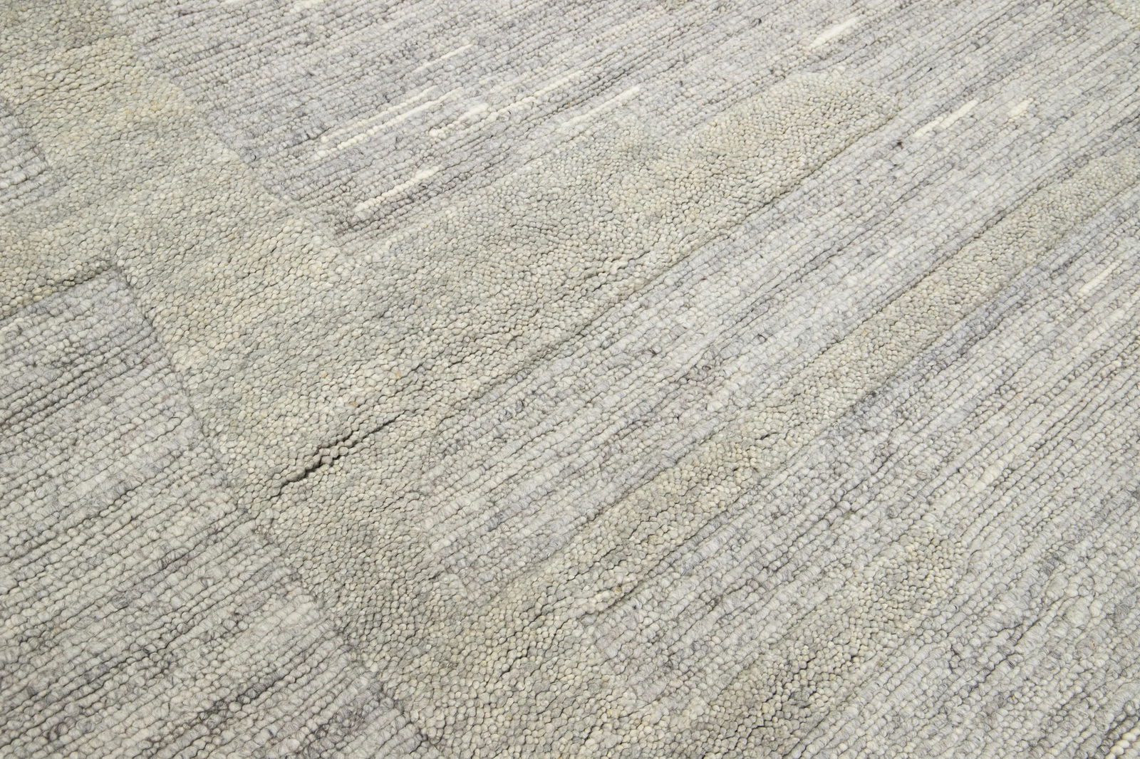 Contemporary Geometric Wool Rug Moroccan-Style in Natural Gray by Apadana - 8