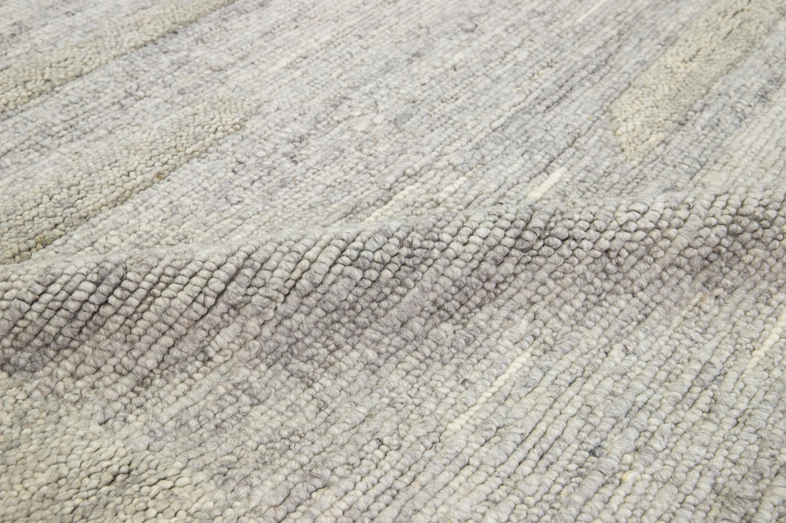 Contemporary Geometric Wool Rug Moroccan-Style in Natural Gray by Apadana - 9