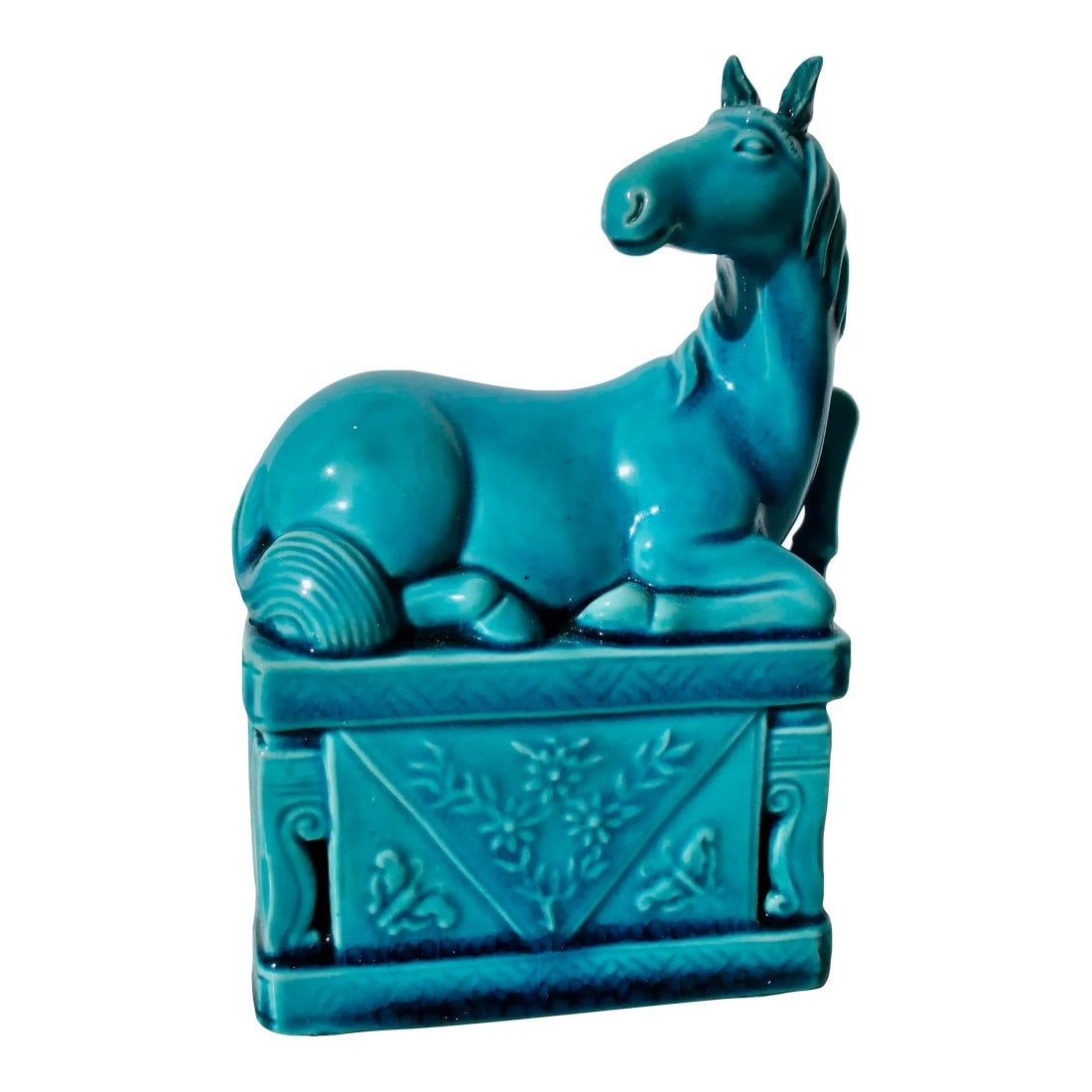 Vintage Turquoise Porcelain Horse on High Base (1 of 8)