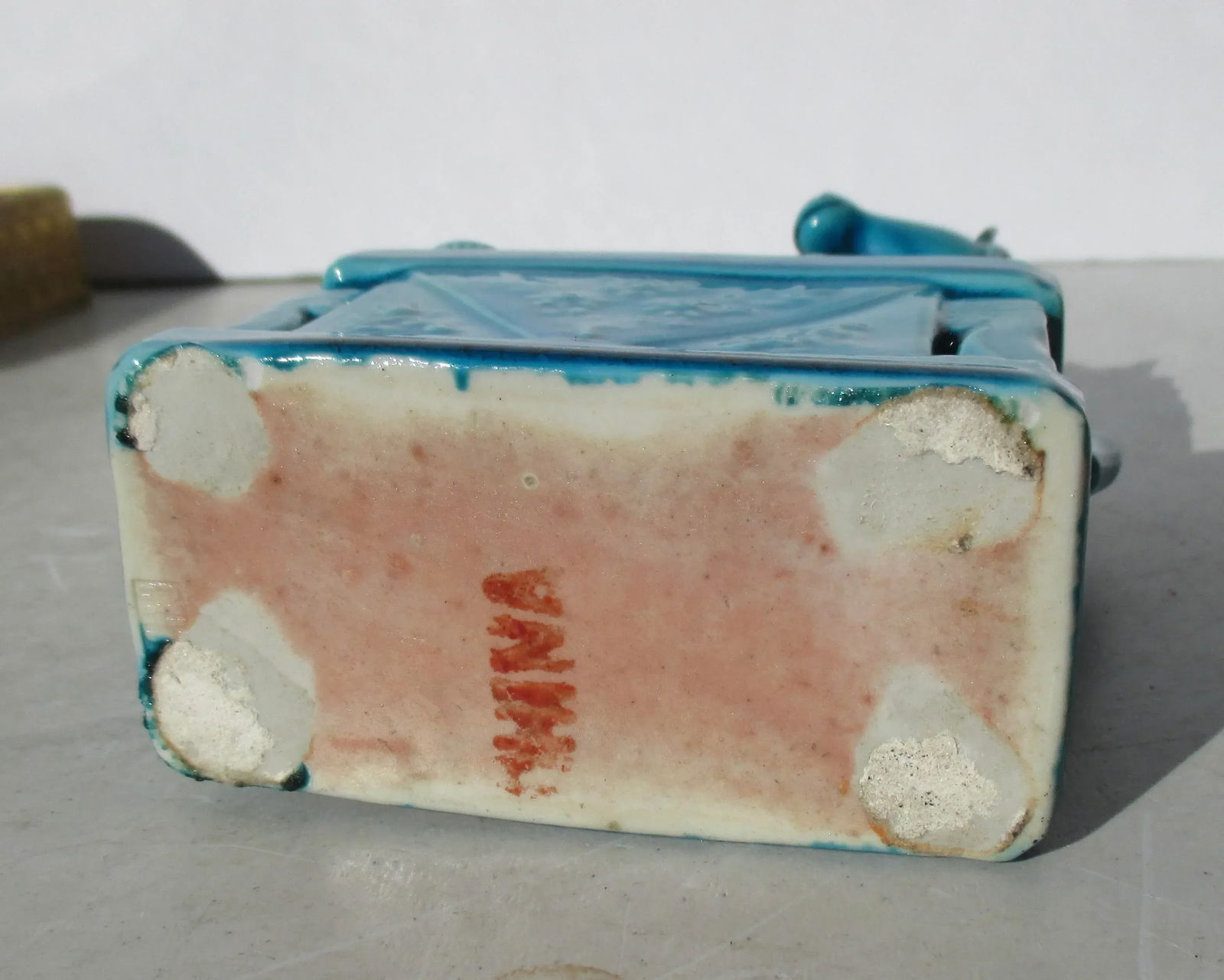 Vintage Turquoise Porcelain Horse on High Base - 3