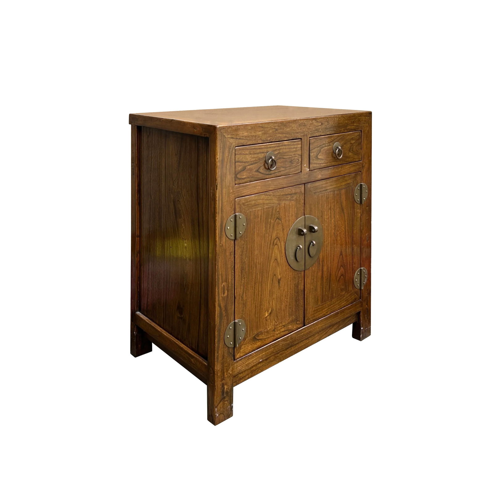 Vintage Chinese 2 Drawers Wood Pattern Brown Credenza Console Cabinet - 4