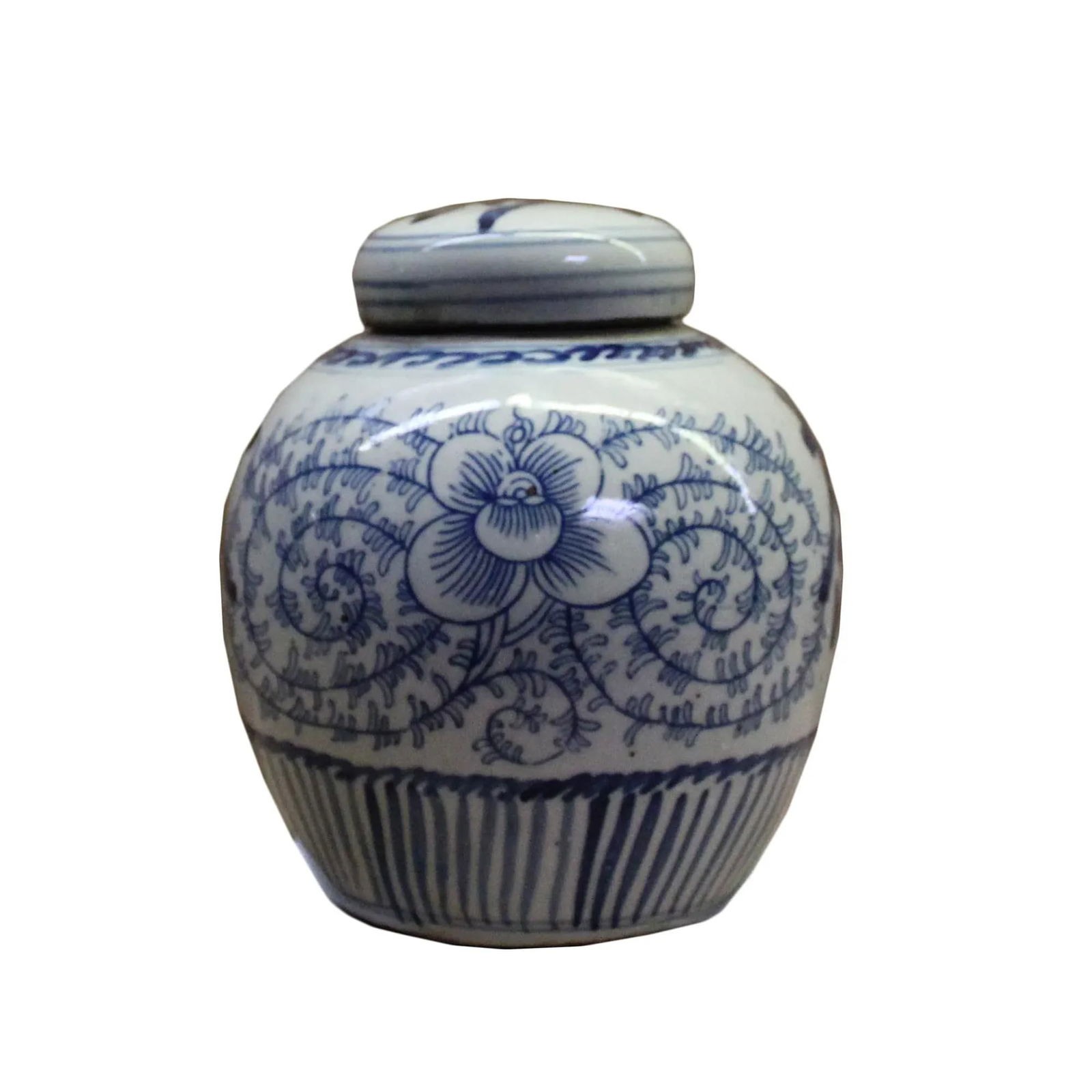 Chinese Oriental Small Blue White Porcelain Ginger Jar - 7