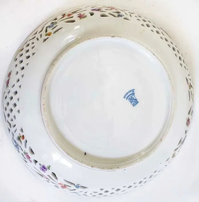 Empress Dresden Flowers Reticulated Bowl by Schumann - Bavaria - 3