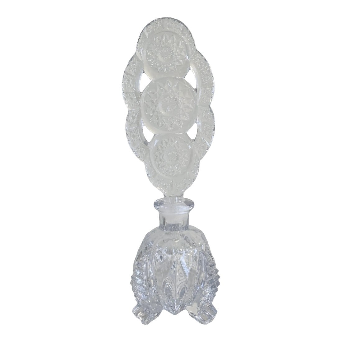 Tall Art Deco Perfume Bottle, Clear Cut Glass 1940's (1 of 12)