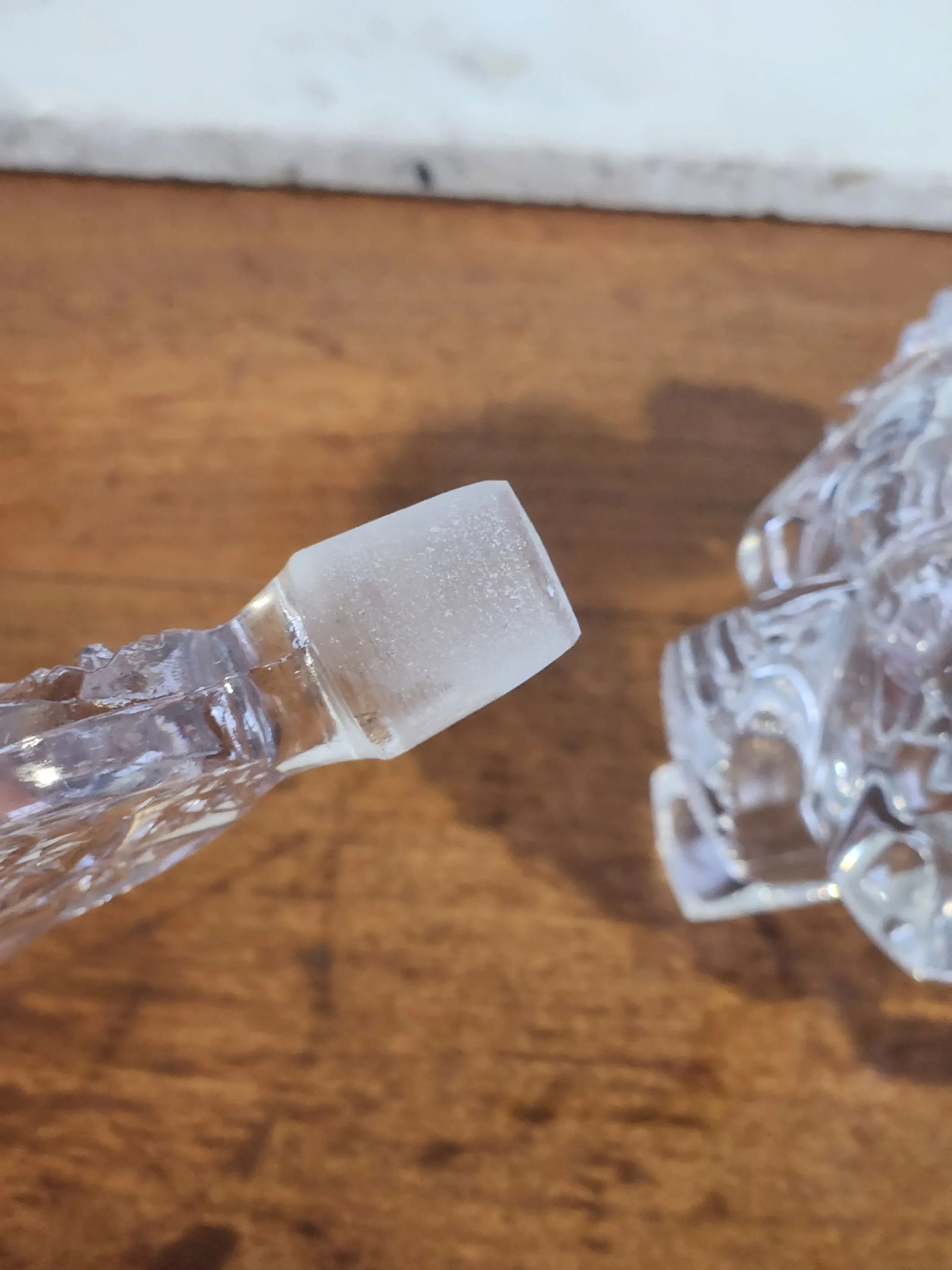 Tall Art Deco Perfume Bottle, Clear Cut Glass 1940's - 2