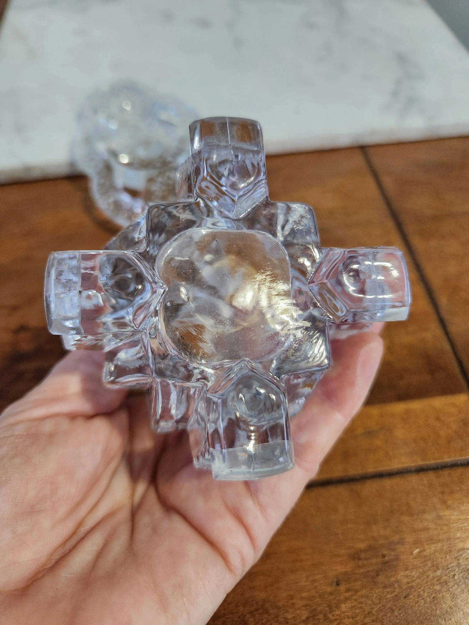 Tall Art Deco Perfume Bottle, Clear Cut Glass 1940's - 8