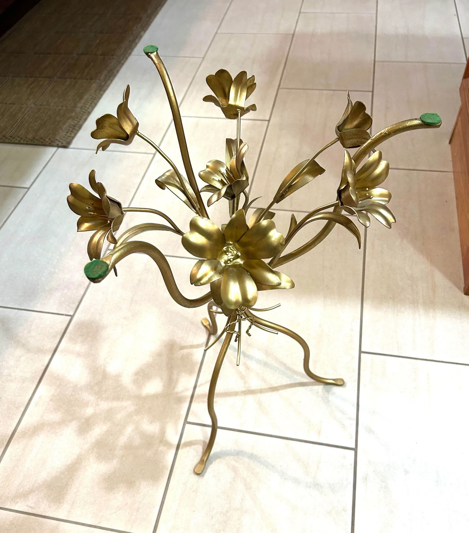 In the Style of Hans Kögl Hollywood Regency, Petite Glass and Brass Accent/Coffee Table, - 5