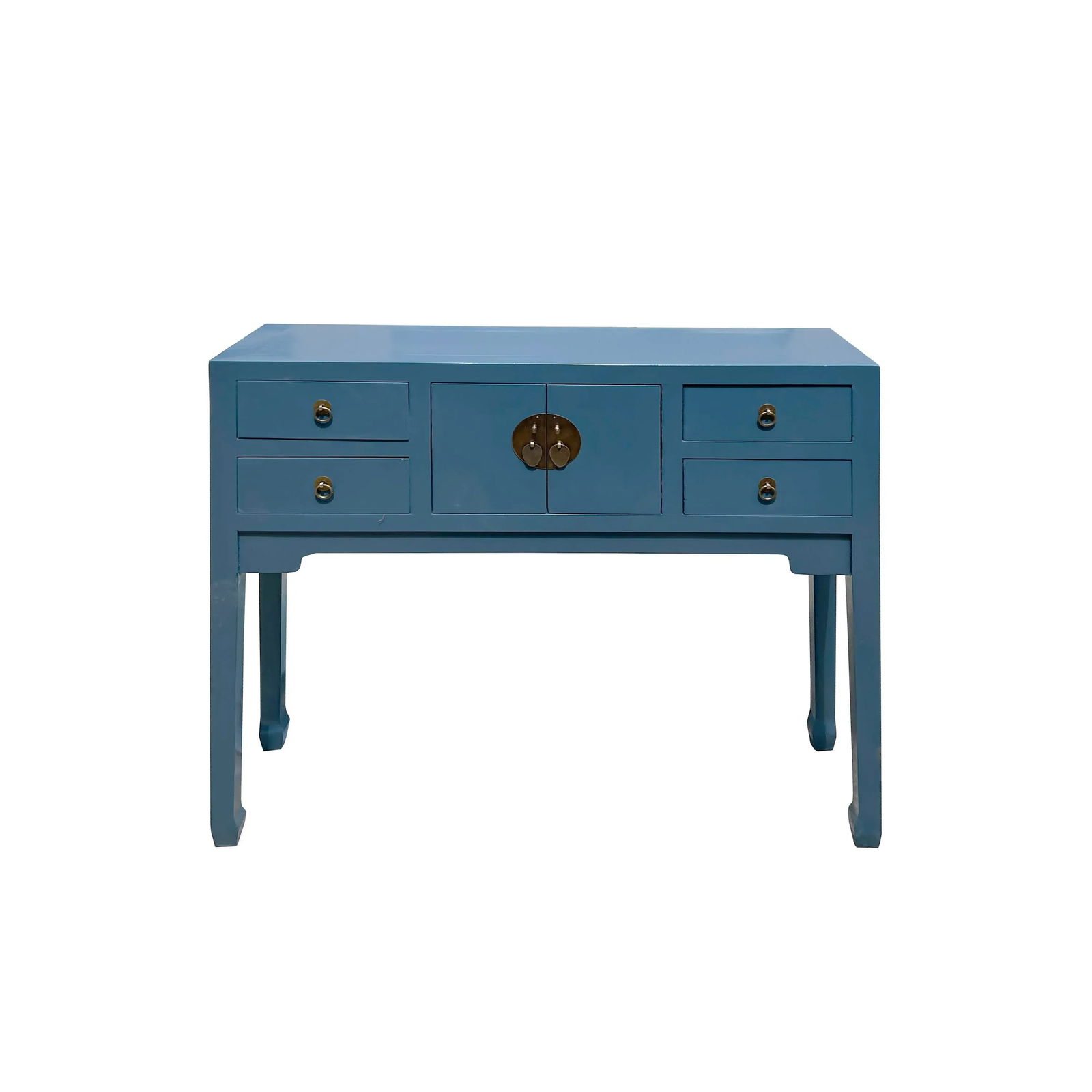 47" Chinese Pastel Venice Blue 4 Drawers Slim Narrow Foyer Side Table - 3