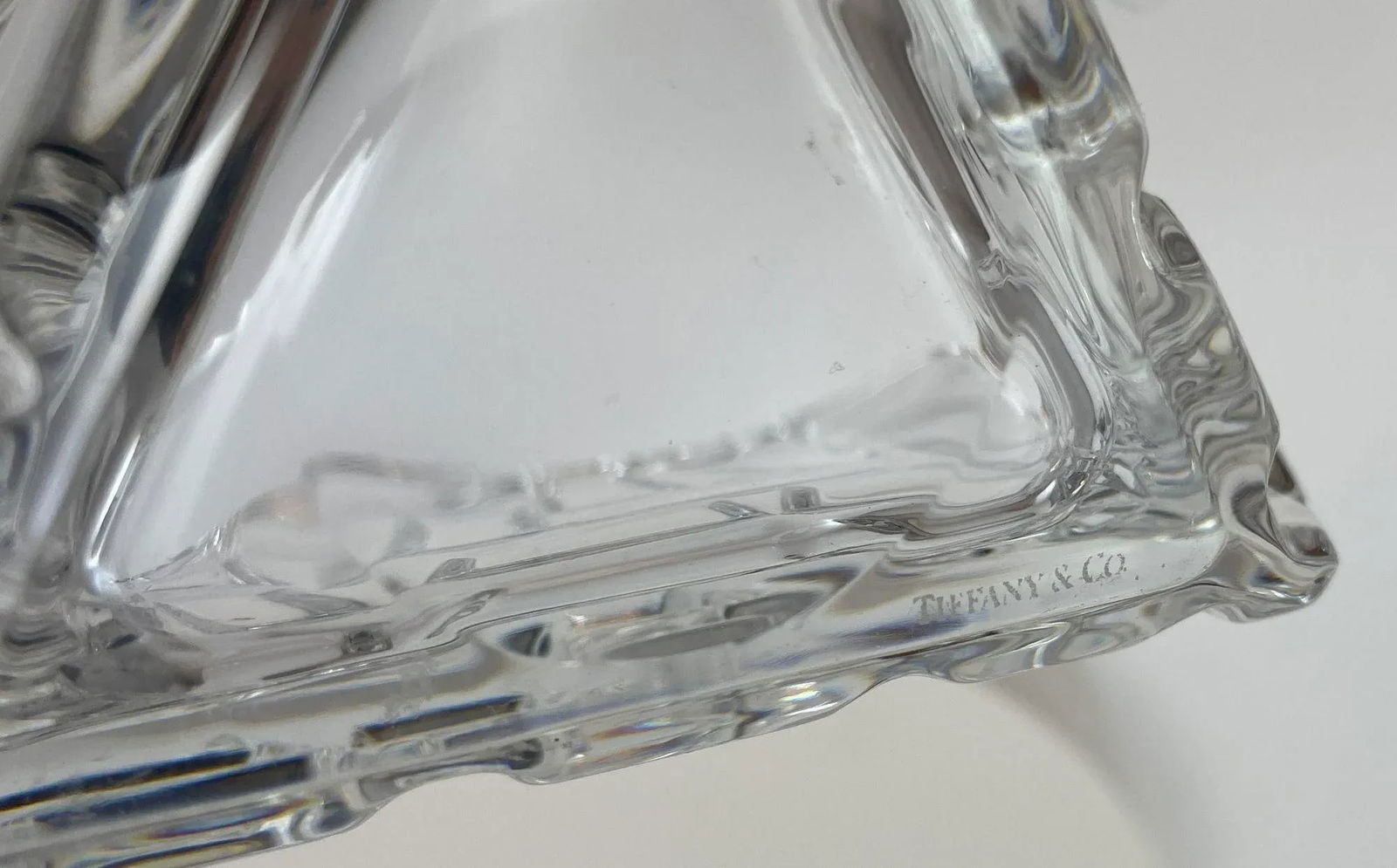 Tiffany Co Sierra Triangular Clear Cut Crystal Bowl Ashtray - 10