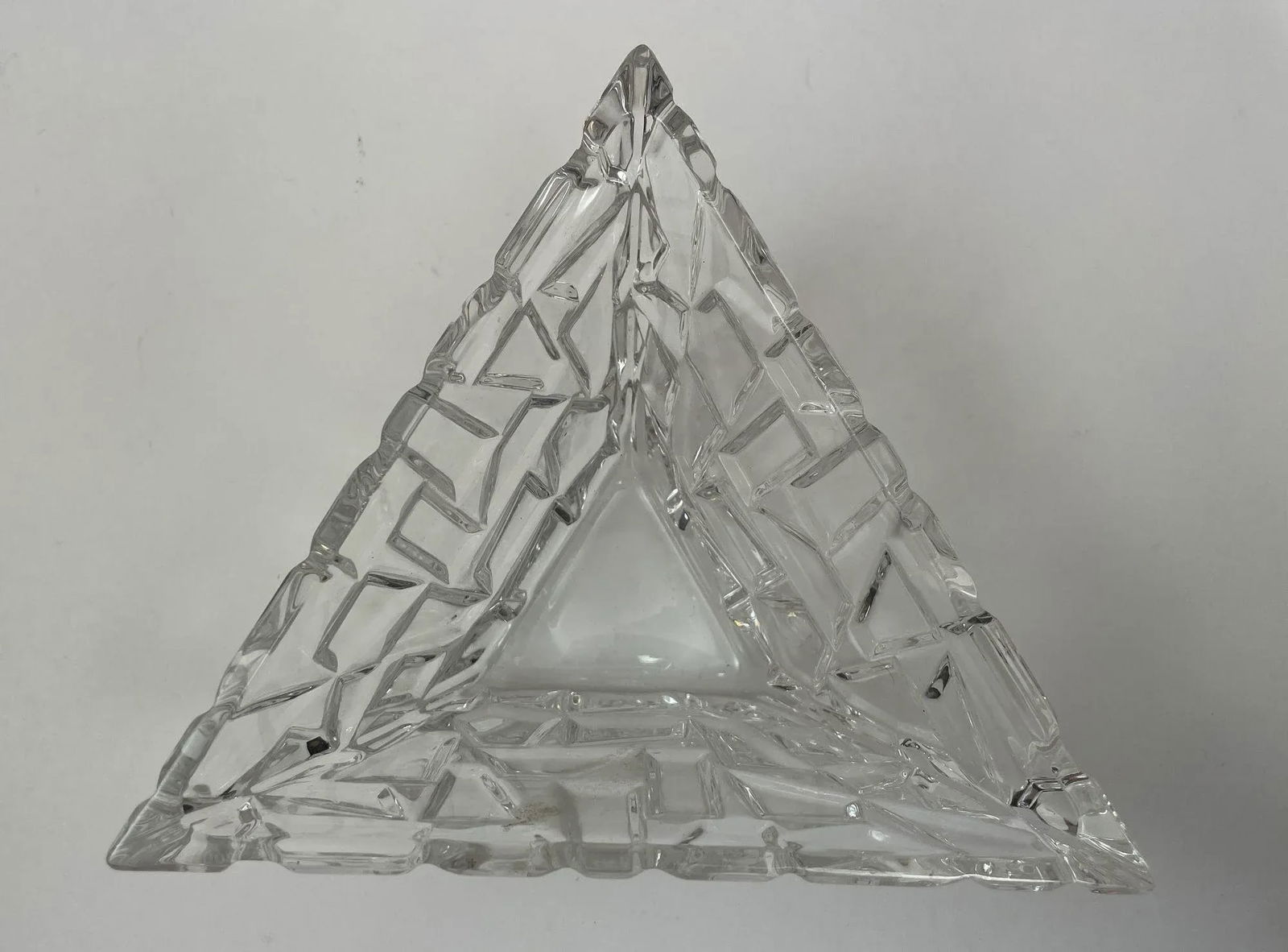 Tiffany Co Sierra Triangular Clear Cut Crystal Bowl Ashtray - 2