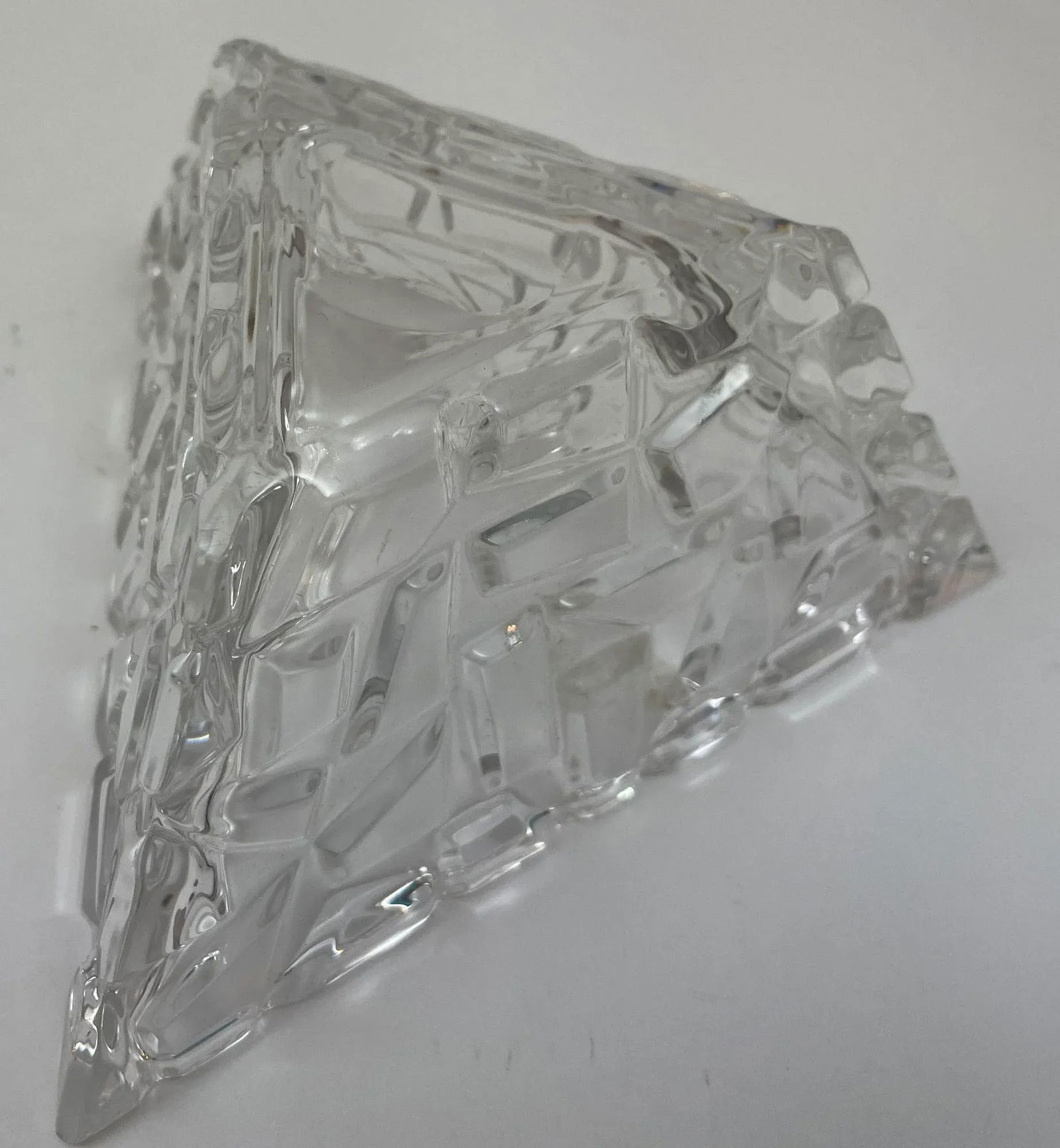 Tiffany Co Sierra Triangular Clear Cut Crystal Bowl Ashtray - 5