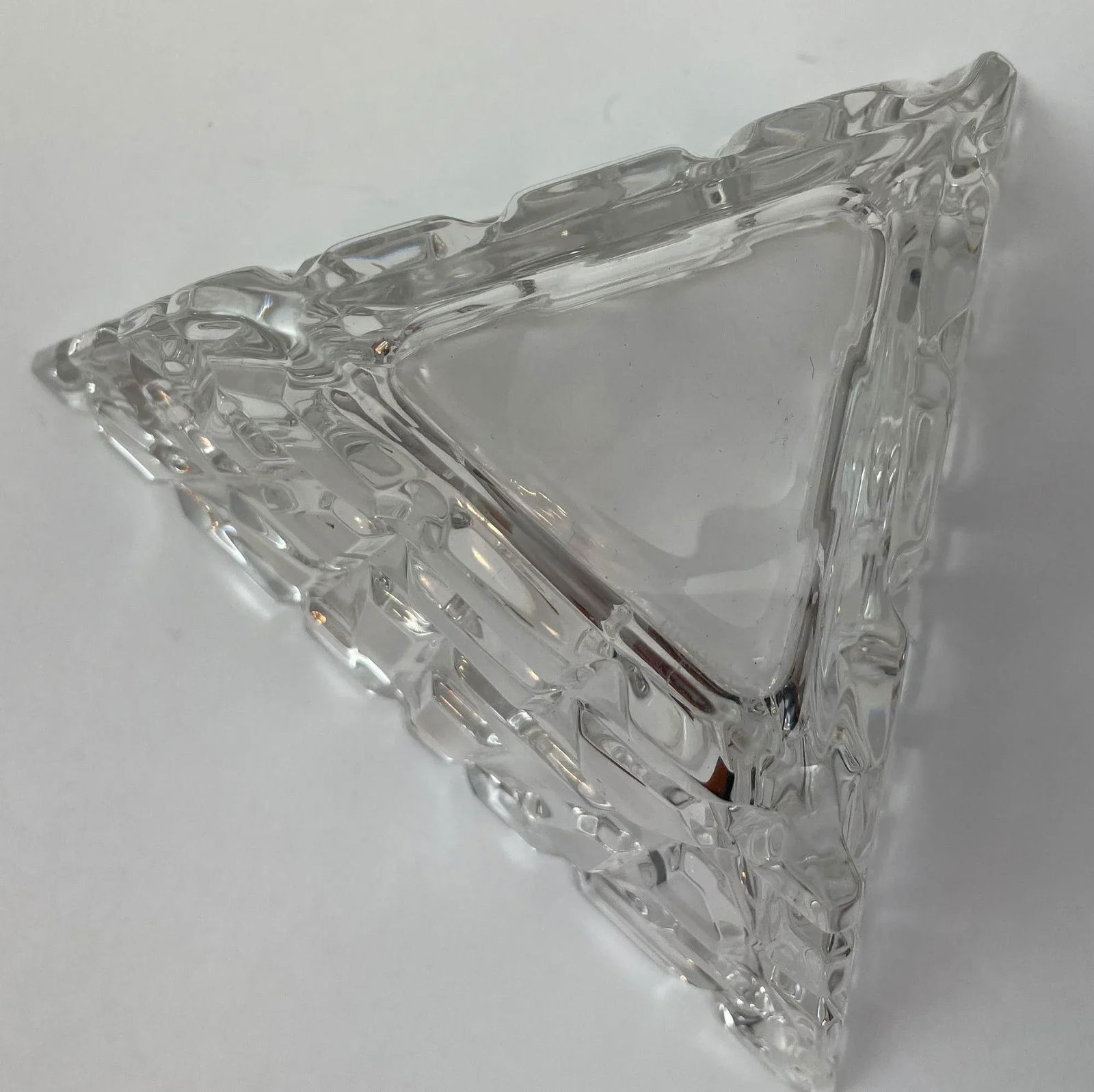 Tiffany Co Sierra Triangular Clear Cut Crystal Bowl Ashtray - 8