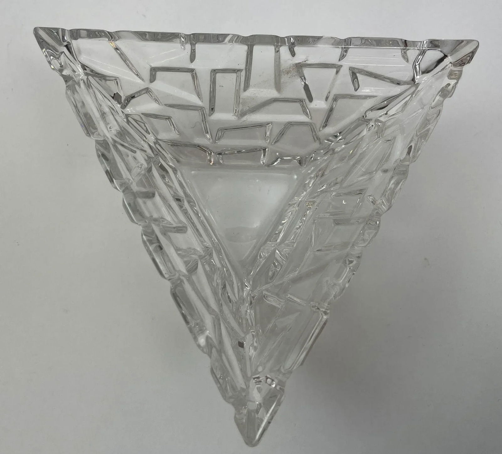 Tiffany Co Sierra Triangular Clear Cut Crystal Bowl Ashtray - 9