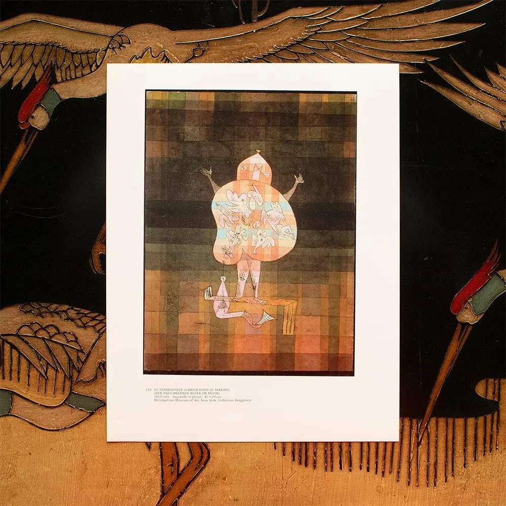 1989 After Paul Klee "Ventriloquist and Crier in the Moor", Full-Color Print From France - 3