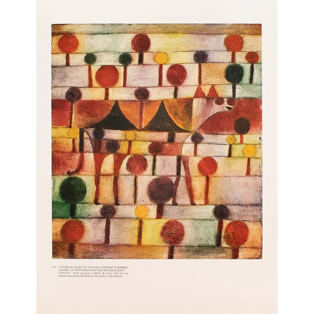 1989 After Paul Klee "Camel in a Rhythmic Tree Landscape", Full-Color Print From France - 7