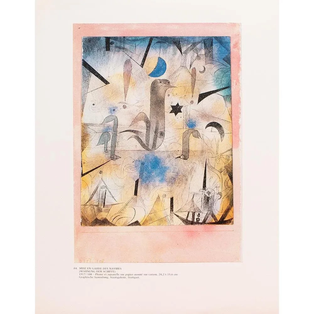 1989 afterPaul Klee "Vessel Caution", Full-Color Print From France - 2