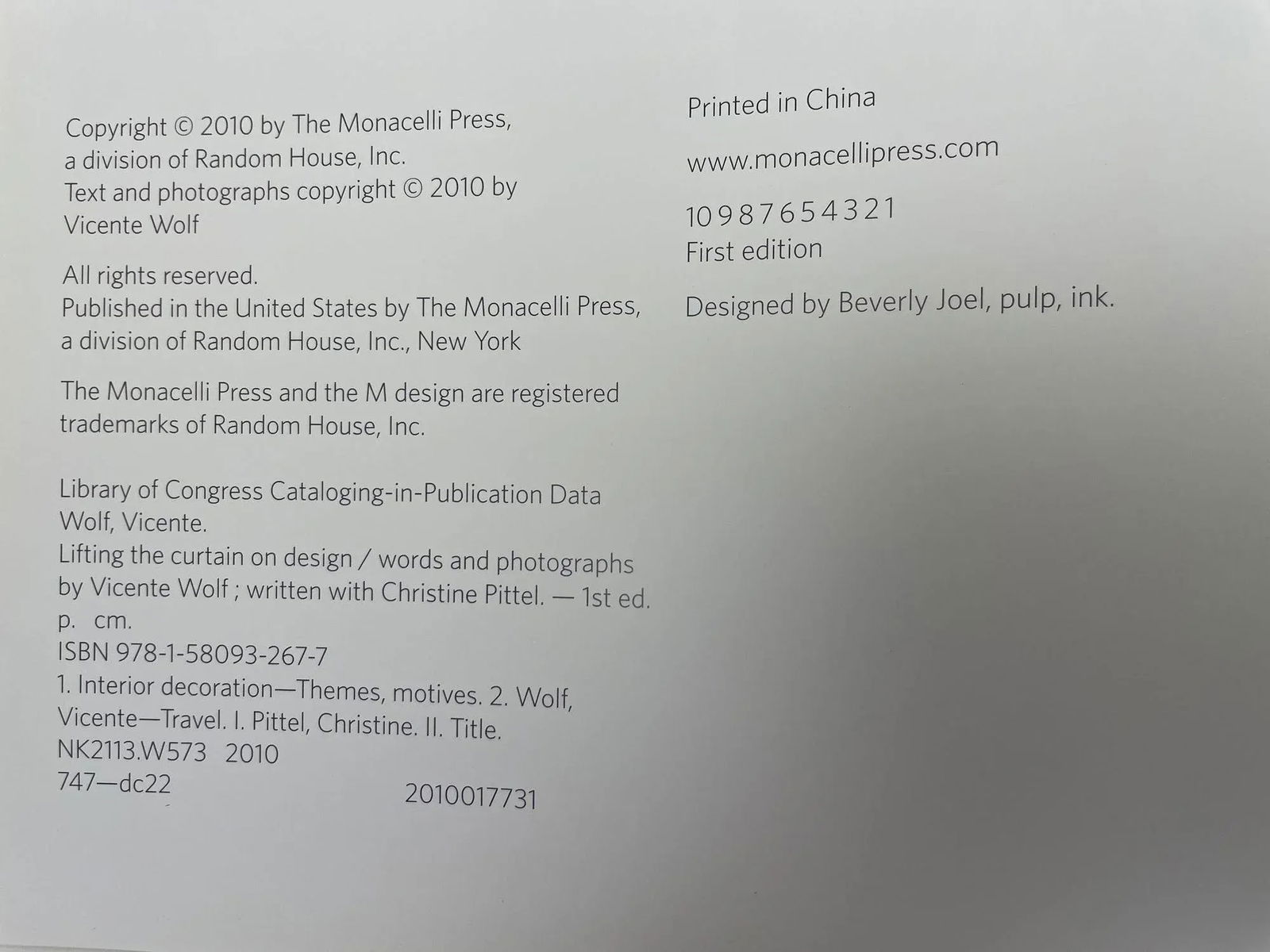 Lifting the Curtain on Design Hardcover 2010 by Vicente Wolf - 5