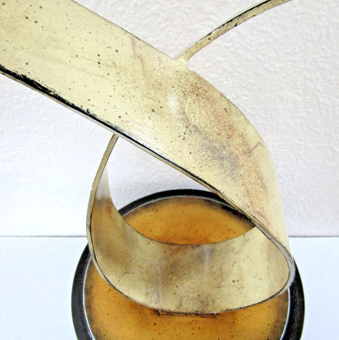 1980s Abstract Steel Ribbon Tabletop Sculpture on Weighted Wood Base - 11