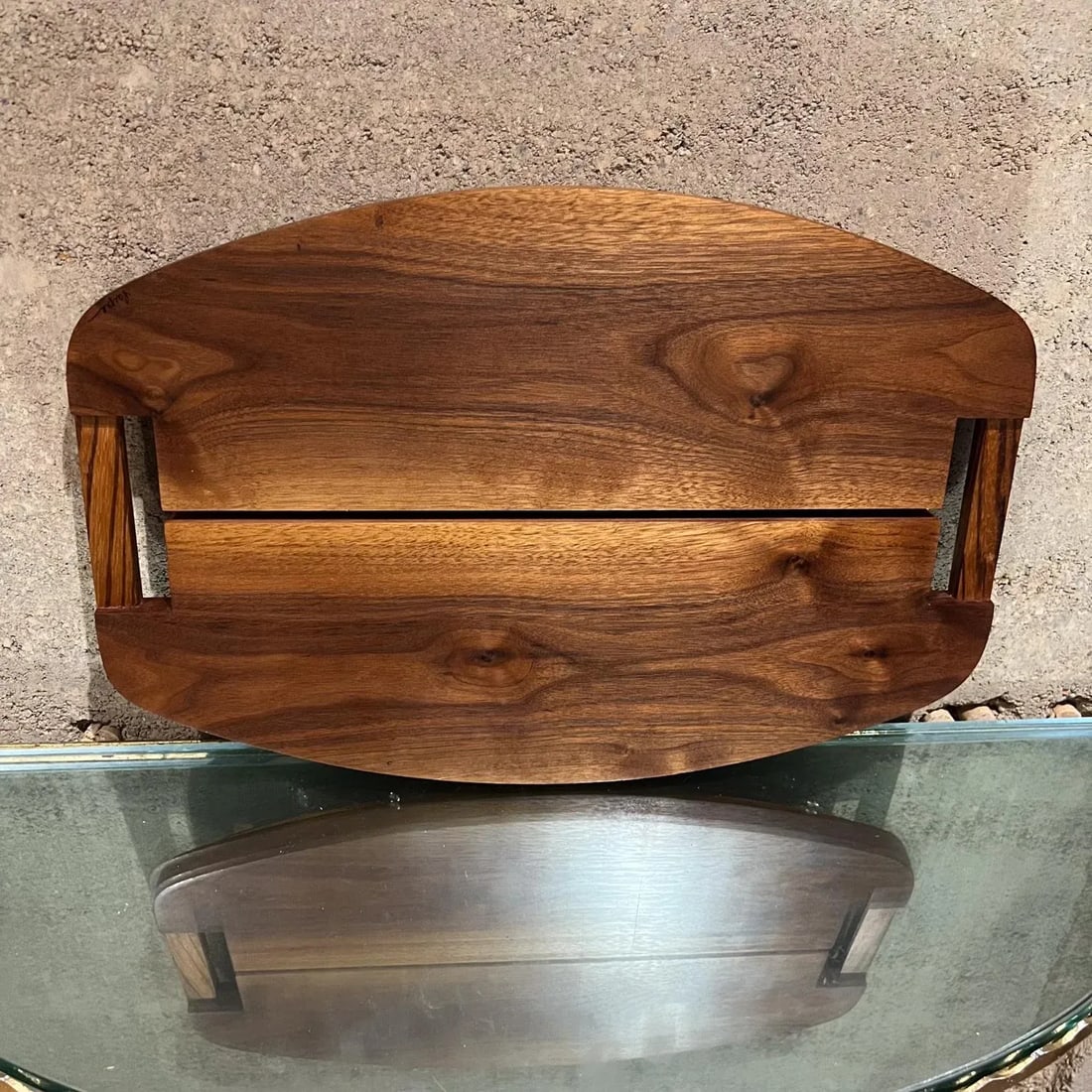 Modern Art Sculptural Walnut Wood Tray - 2