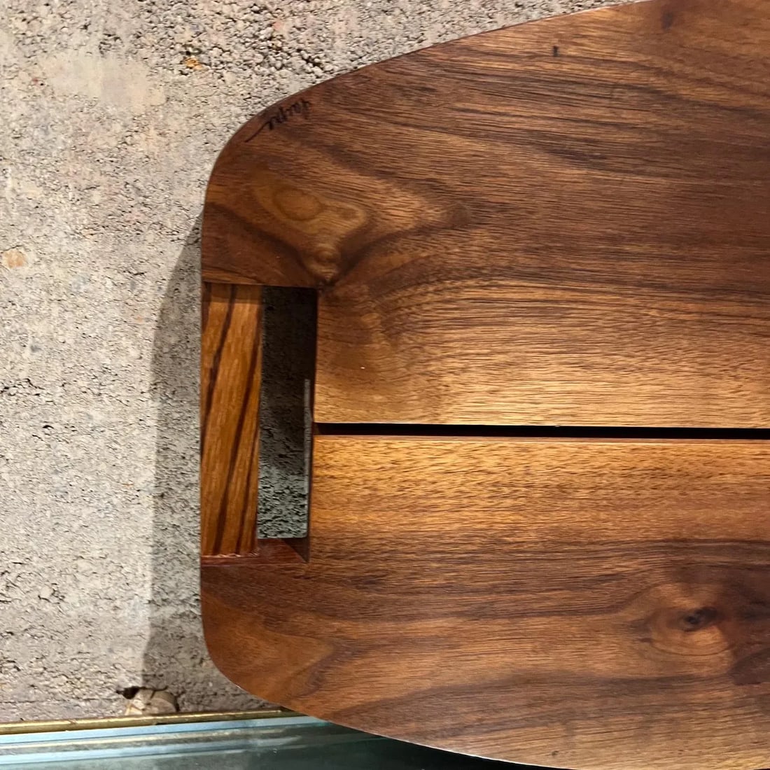 Modern Art Sculptural Walnut Wood Tray - 3