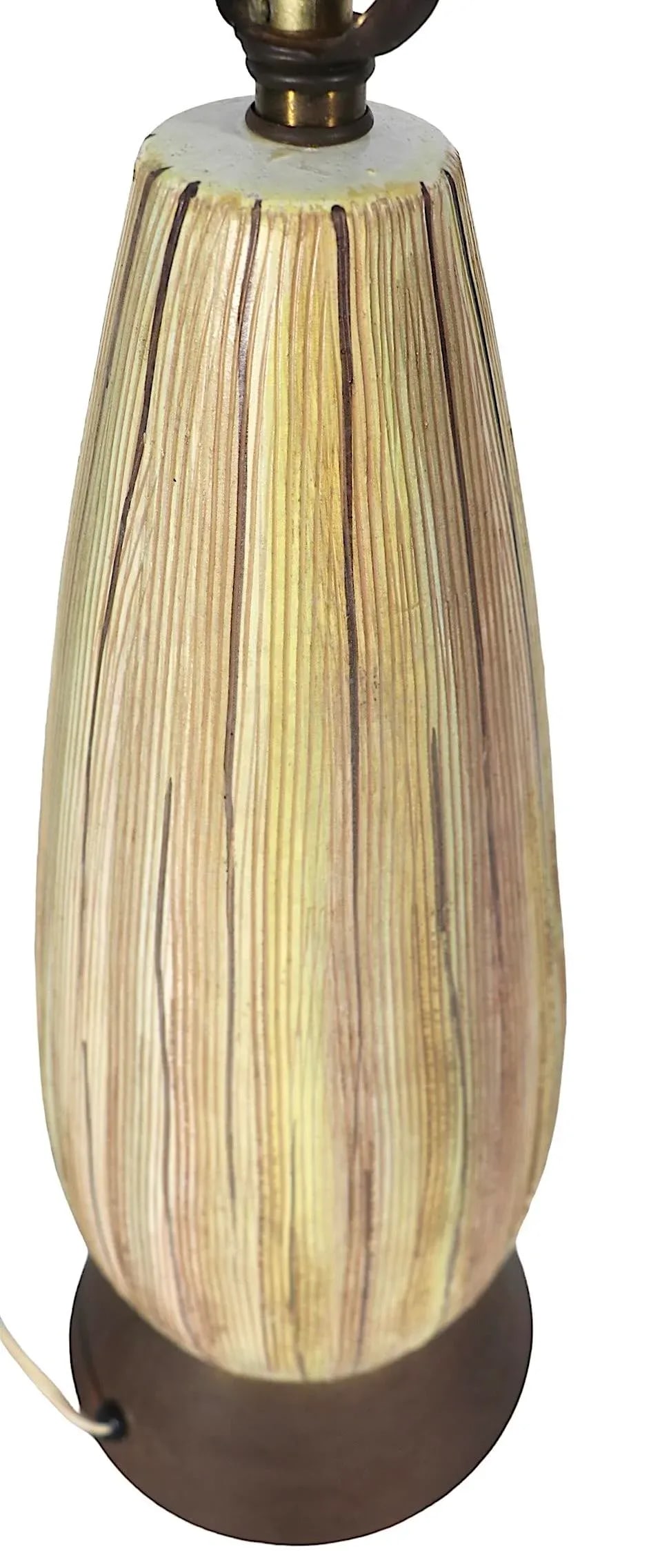 Mid Century Ceramic Table Lamp in Textured Polychrome Surface C 1950's - 5