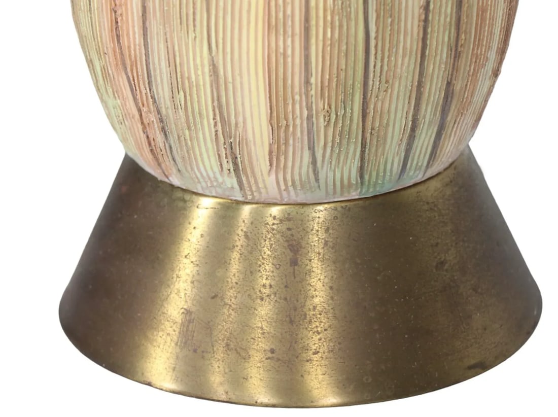 Mid Century Ceramic Table Lamp in Textured Polychrome Surface C 1950's - 9