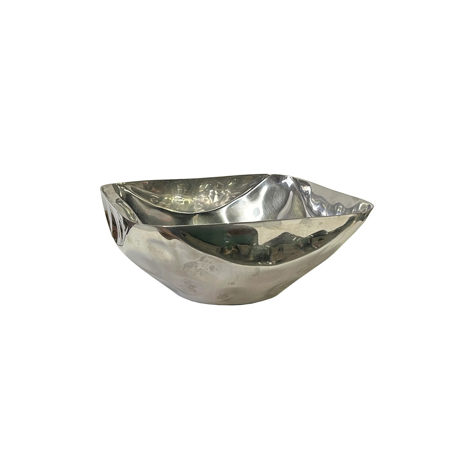 Artistic Hand Punch Marks Stainless Steel Square Display Serving Plate - 3