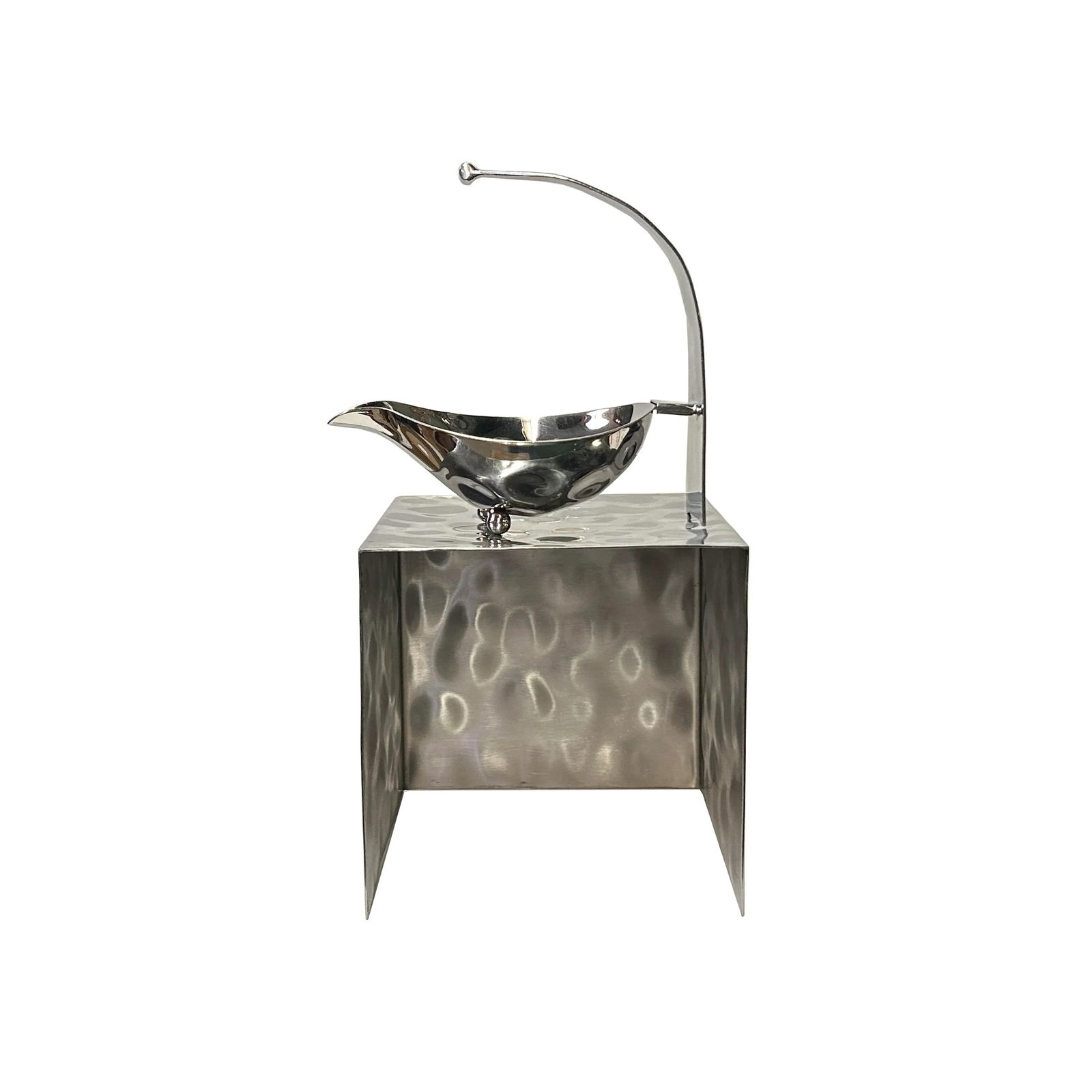 7" Punch Marks Stainless Steel Gravy Bowl Sauce Jar Square Box Display - 2