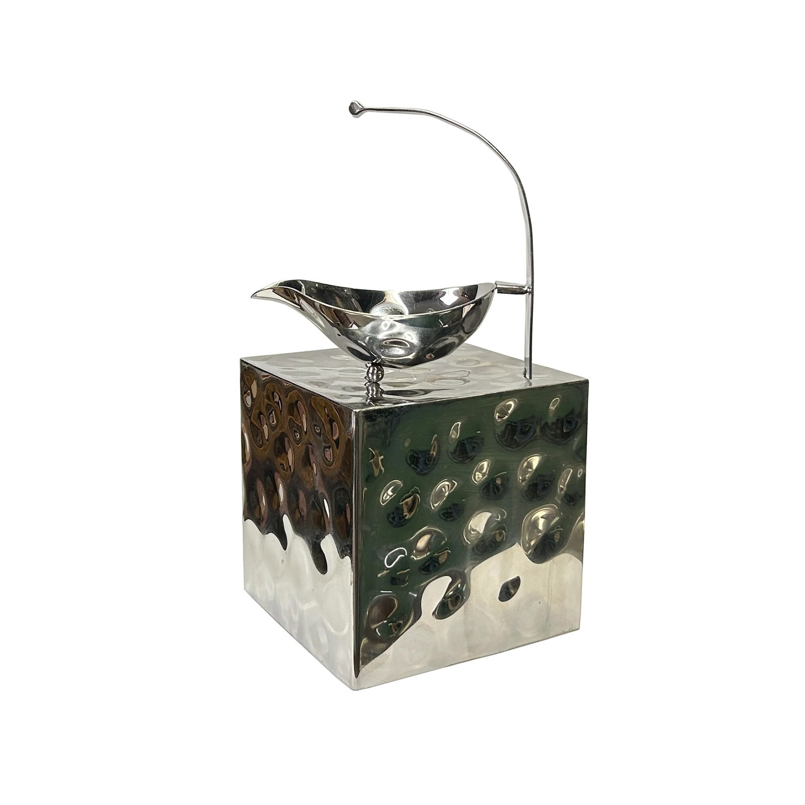 7" Punch Marks Stainless Steel Gravy Bowl Sauce Jar Square Box Display - 3