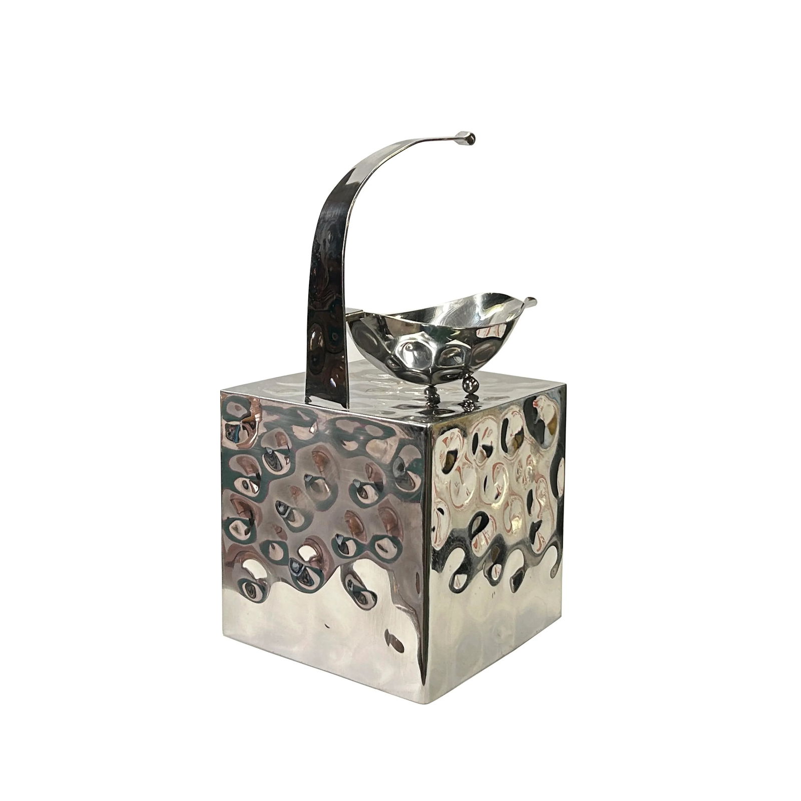 7" Punch Marks Stainless Steel Gravy Bowl Sauce Jar Square Box Display - 4