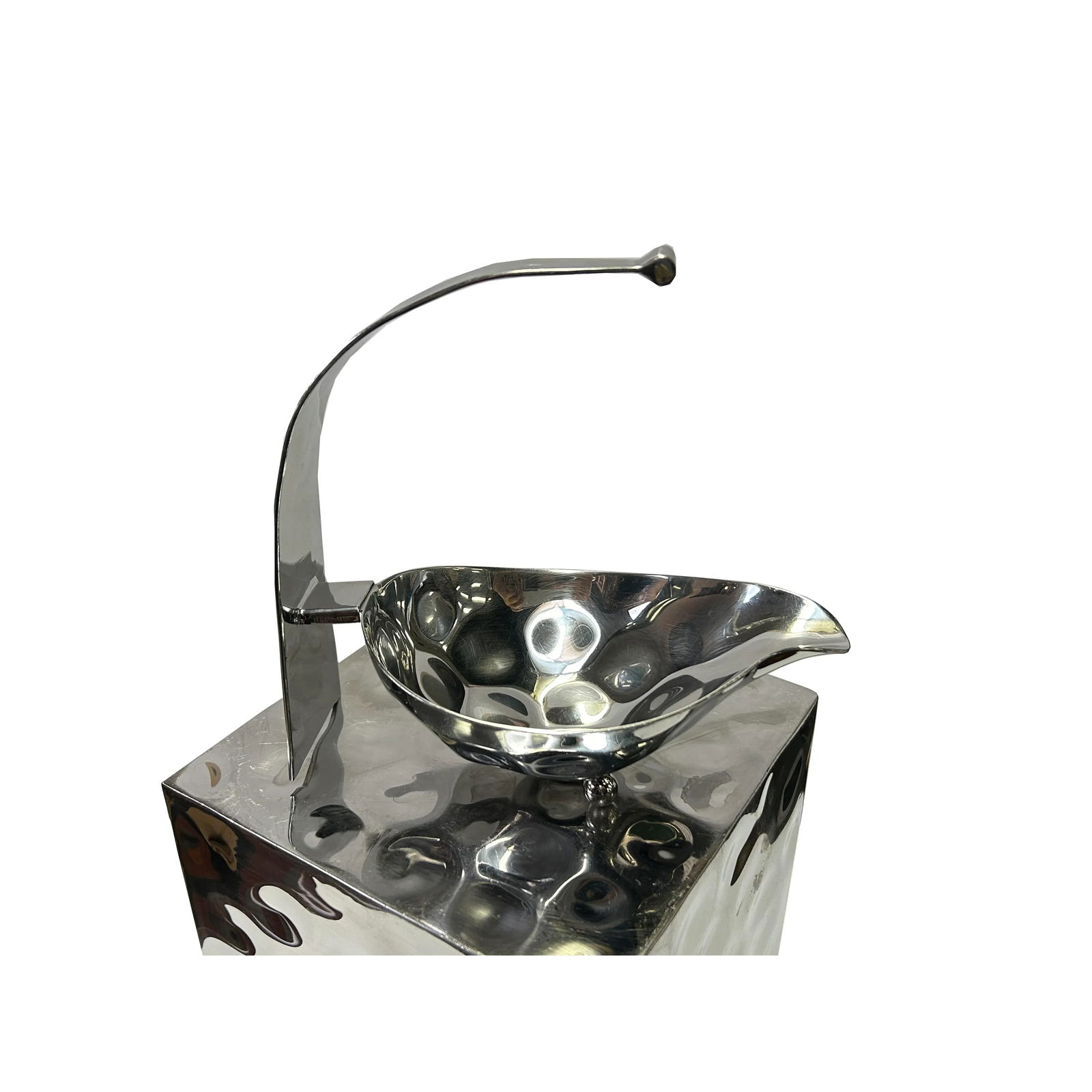 7" Punch Marks Stainless Steel Gravy Bowl Sauce Jar Square Box Display - 5