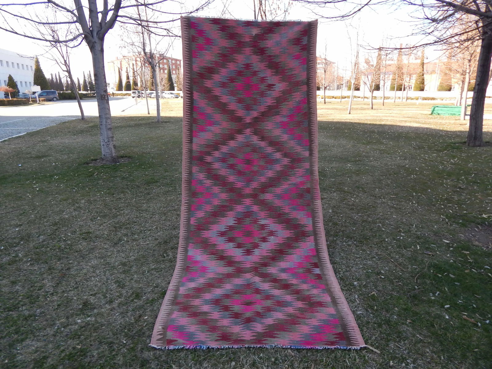 1970s Vintage Caucasian Kilim Runner - 3"²11"³ × 9"²6"³ - 7