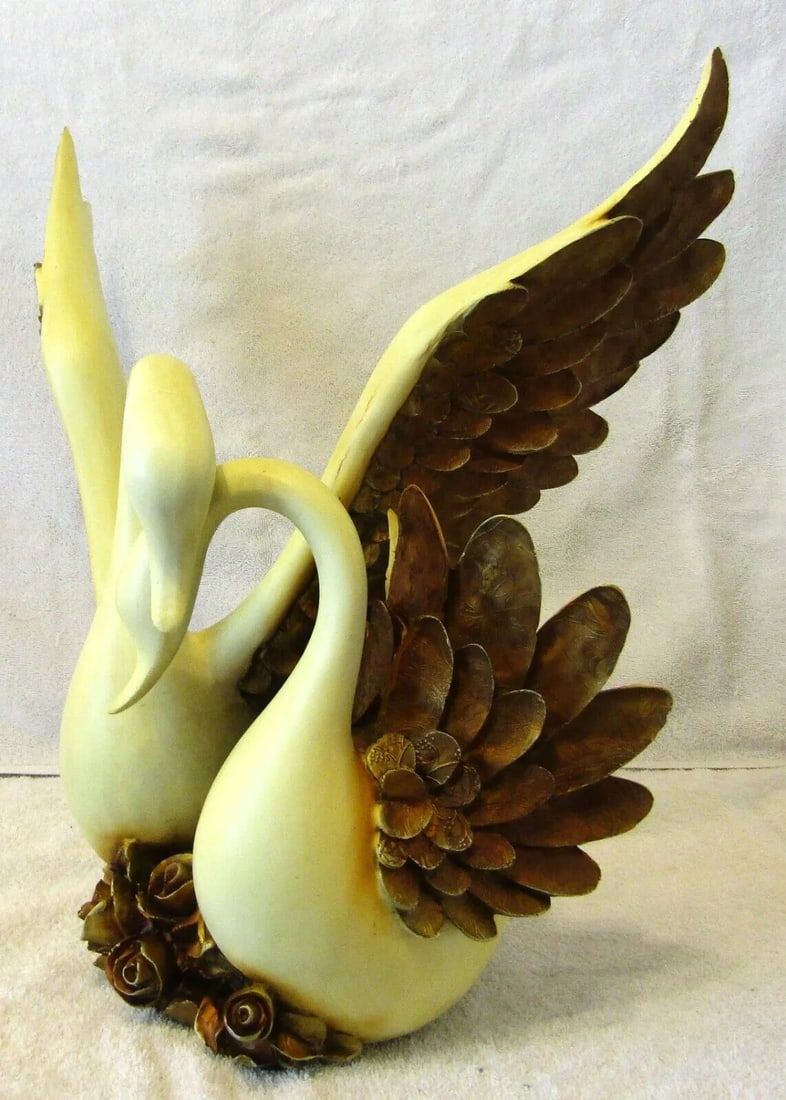 Large 1960s Wings of Love Romantic Swans Sculpture with Entwined Necks - 4