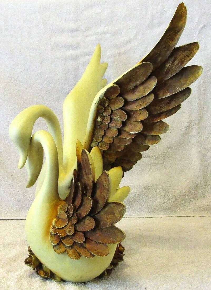 Large 1960s Wings of Love Romantic Swans Sculpture with Entwined Necks - 5