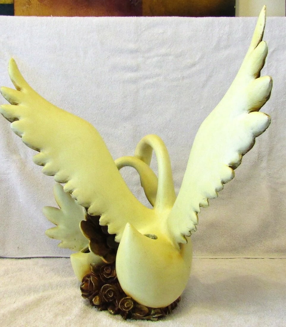 Large 1960s Wings of Love Romantic Swans Sculpture with Entwined Necks - 6