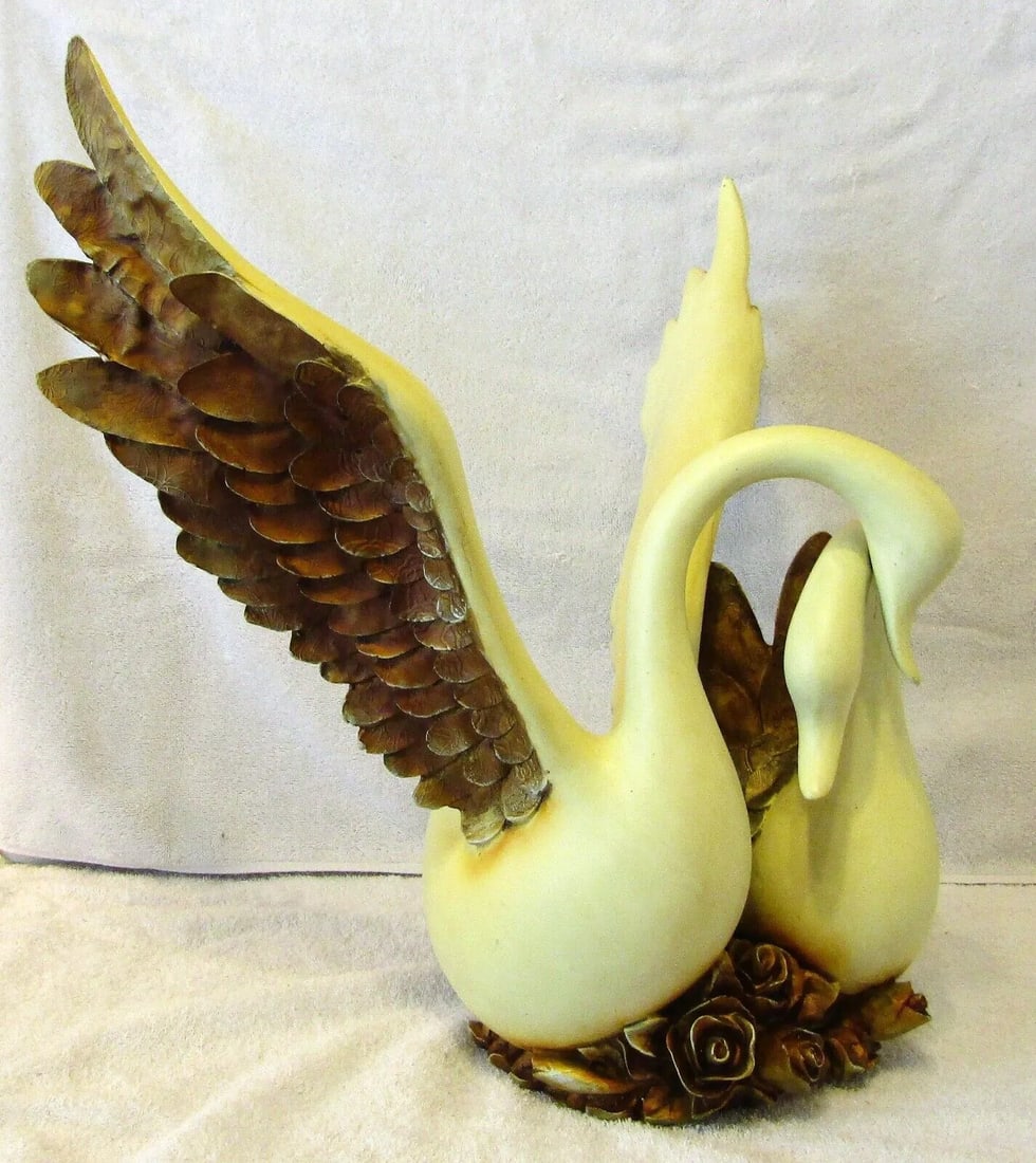 Large 1960s Wings of Love Romantic Swans Sculpture with Entwined Necks - 7